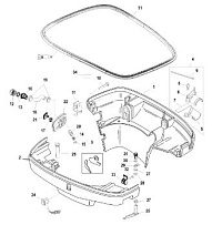 Низ капота 2-Х ТАКТНОГО ПЛМ MERCURY 150 PRO XS L OPTIMAX Серийный номер от 1B690542 и выше